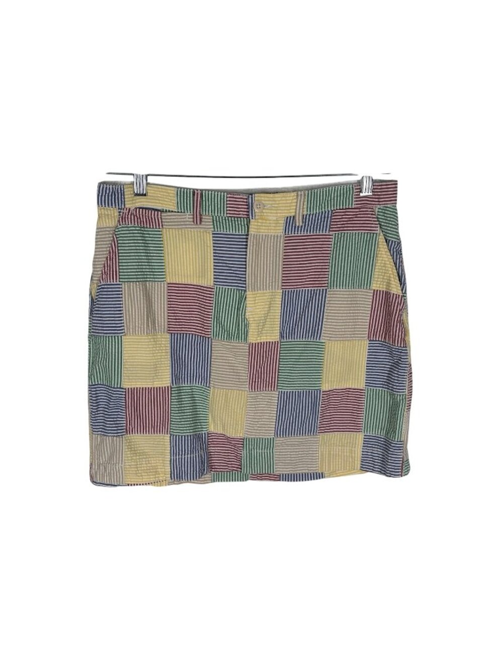 Ralph Lauren Sport Women SZ 8 Multicolor Seersucker Patchwork Straight Skirt